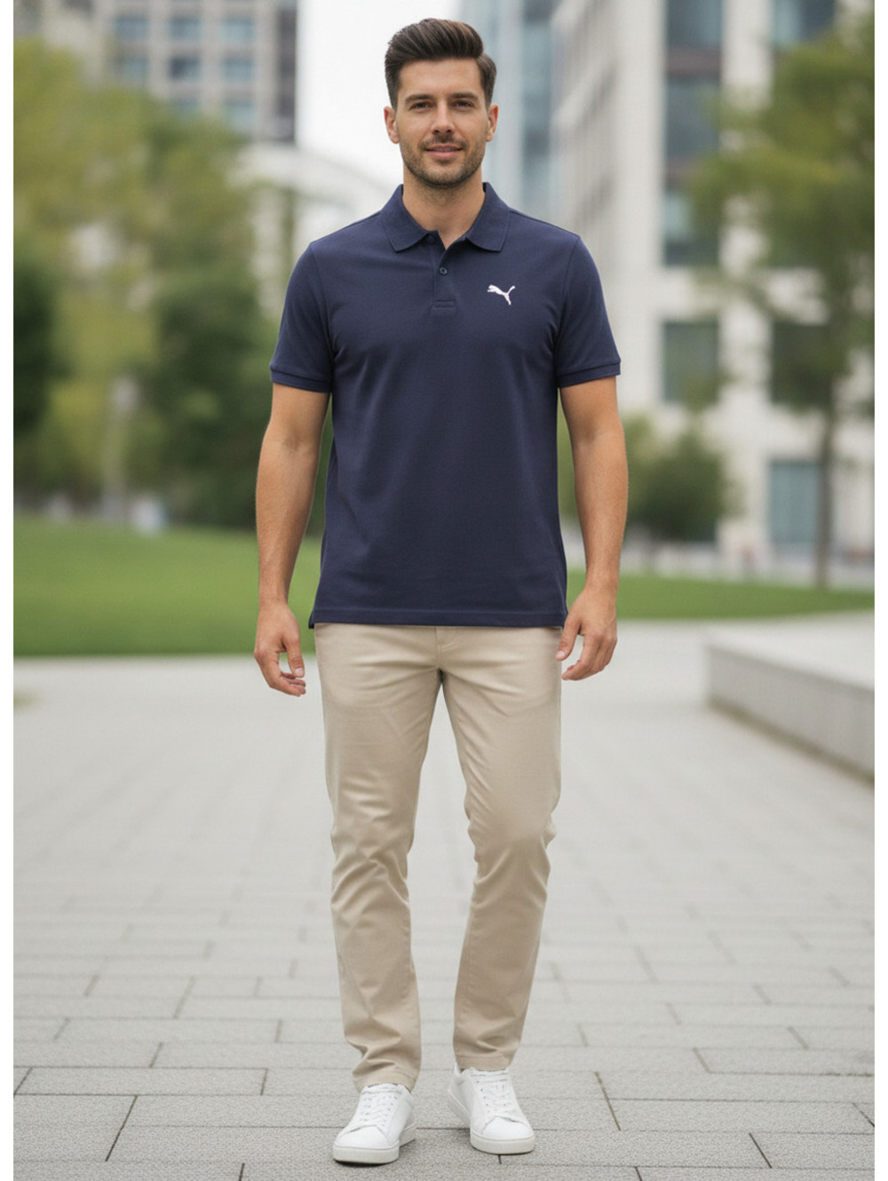 Puma Navy Short Sleeve Polo Shirt